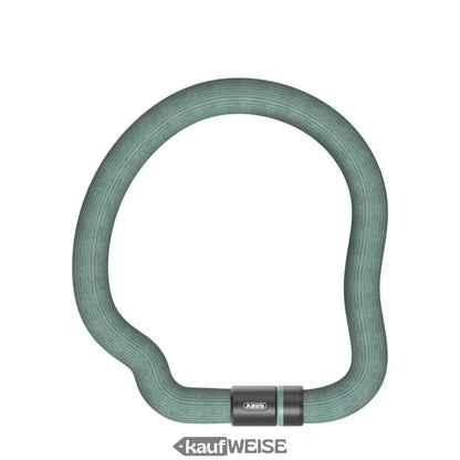 Flexibles grünes Fahrradschloss mit dunklem grauem Schlossmechanismus von ABUS Gans Lock 6206K/110