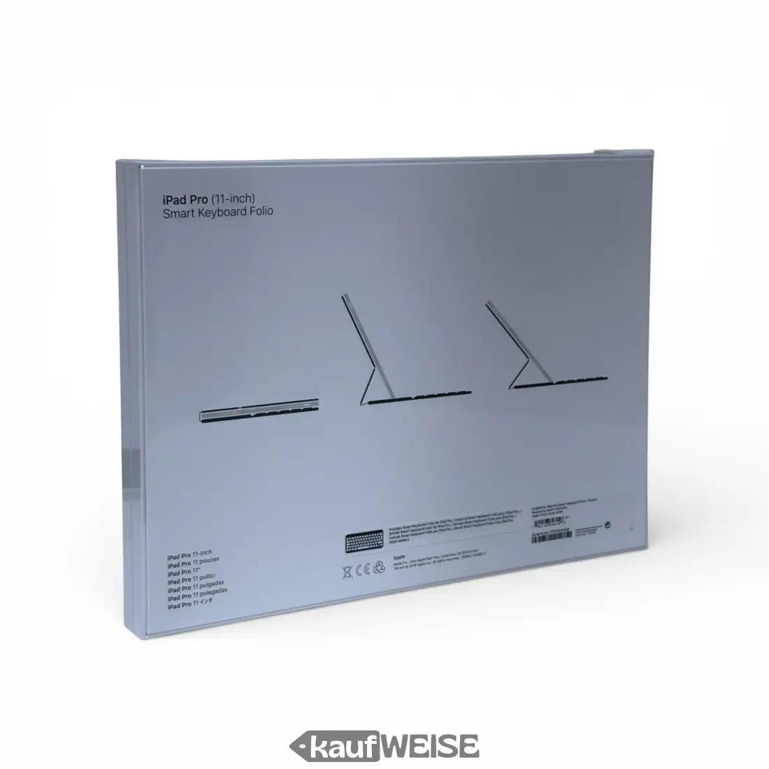 Silbernes iPad Pro 11 Smart Keyboard Folio Verpackung AZERTY minimalistisch