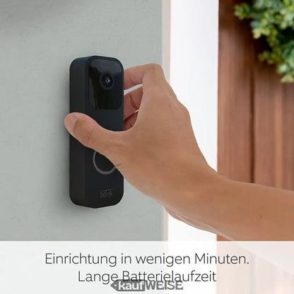 Schwarze Blink Video-Türklingel mit HD-Video, schlankem Design und langer Akkulaufzeit
