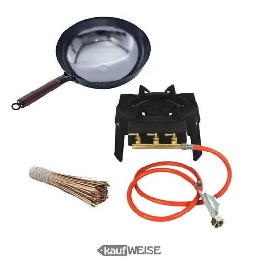 Grill Guru Easy Asia Wokbrenner Komplett-Set mit Wok, Gasbrenner und Reinigungsbürste