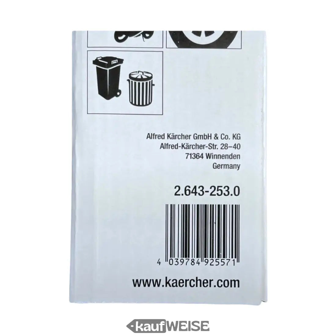 Weißer Kärcher VP 145 S Vario Power Jet Filterbeutel mit Barcode für K2-K4