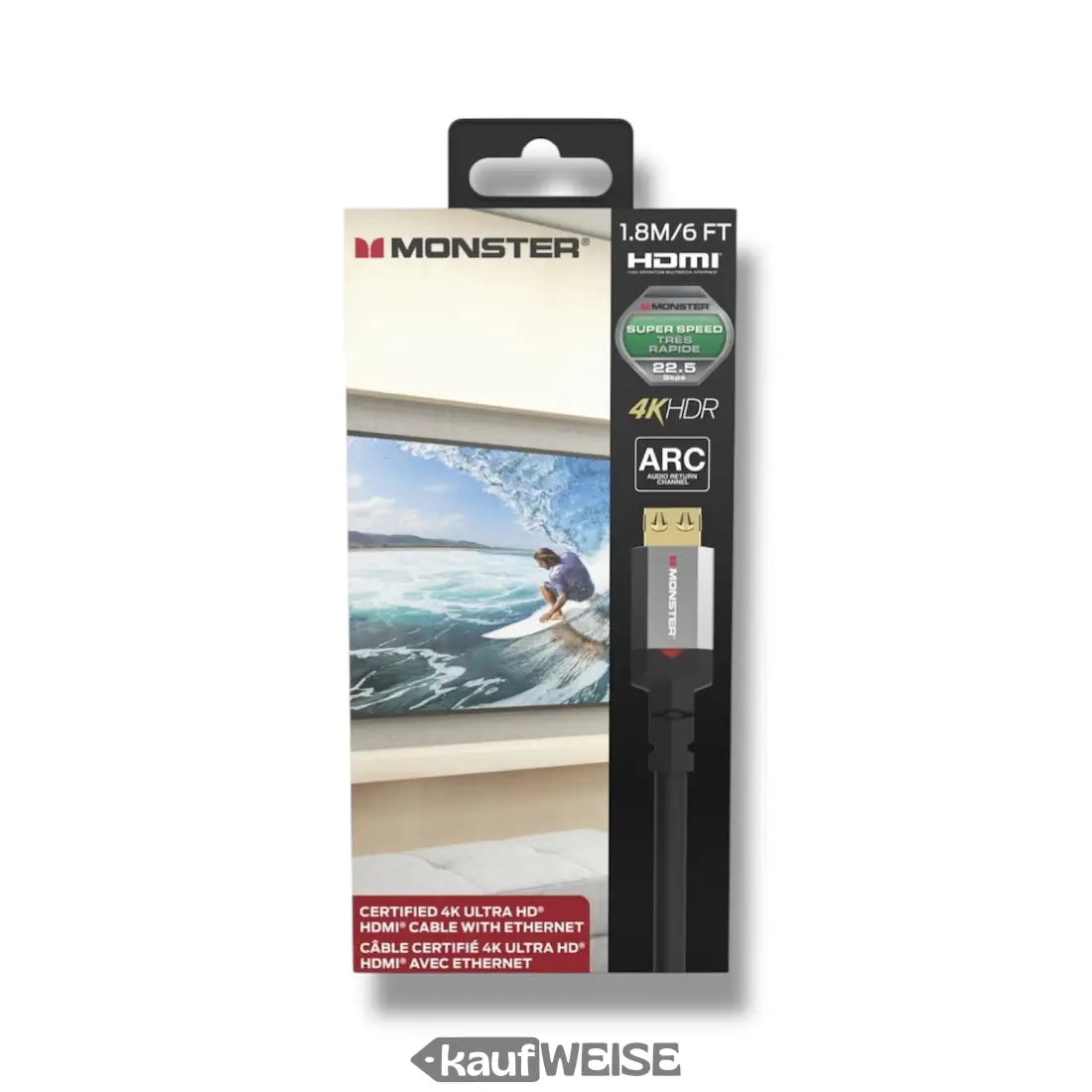 Monster Essentials HDMI-Kabel 1,8m Verpackung für 4K Ultra HD sichtbar