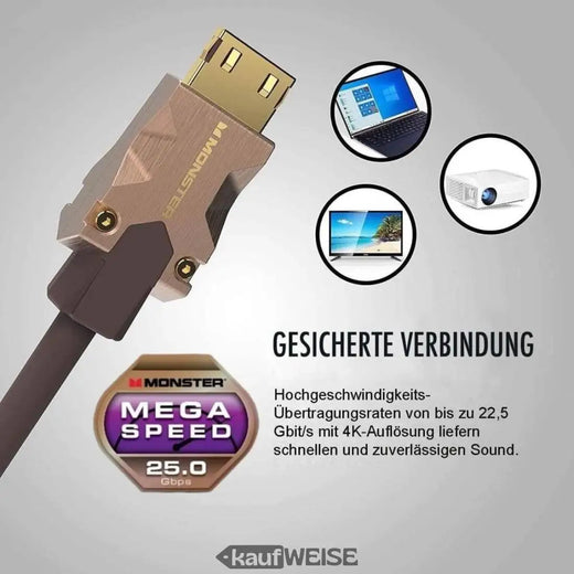 Monster M2000 HDMI kabel 5m | 25 Gbps Hyper Speed ​​| UHD 4K HDR10+ | Zlaté kontakty V-Grip