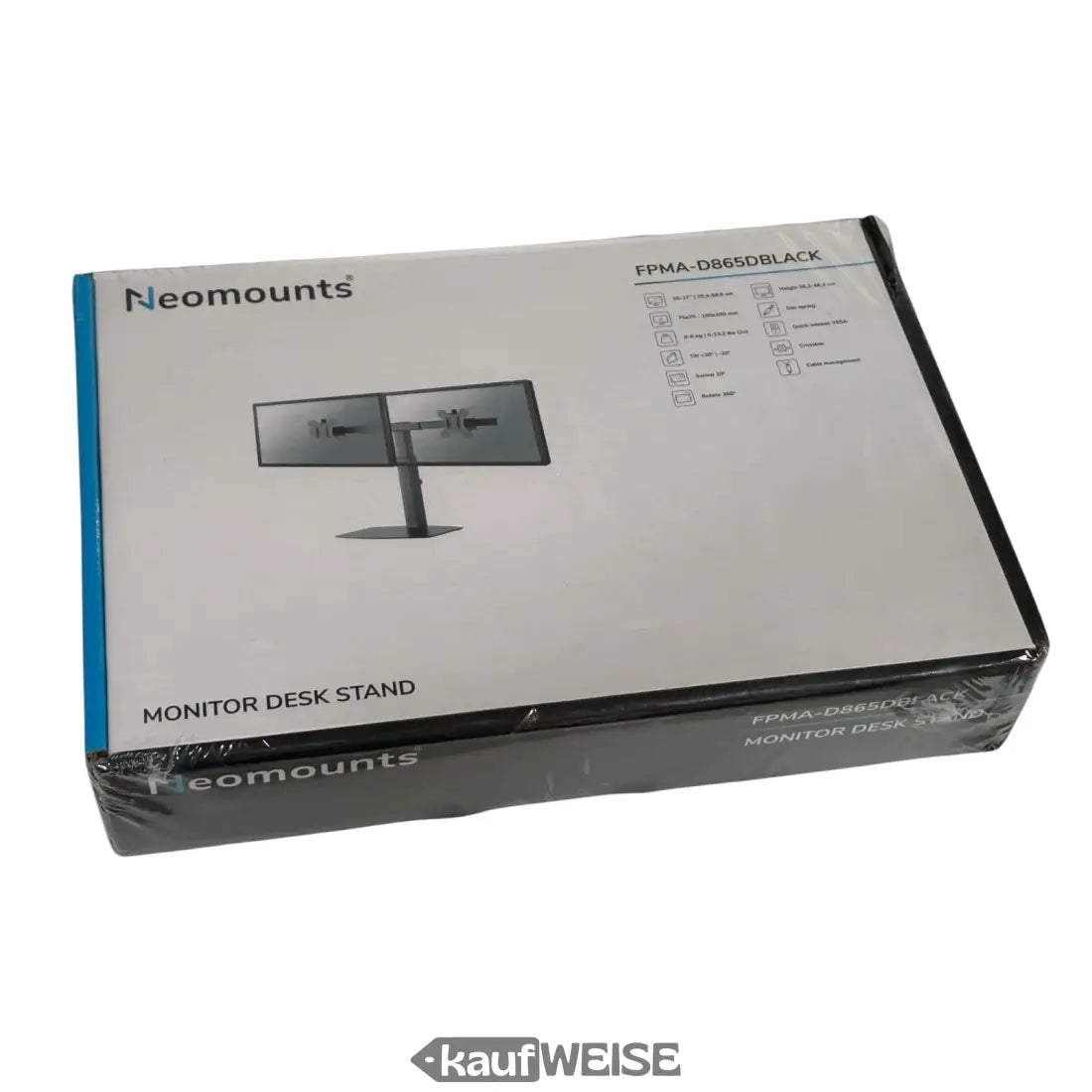 Neomounts Dual-Monitor-Deskständer schwarz-silber mit verstellbaren Armen