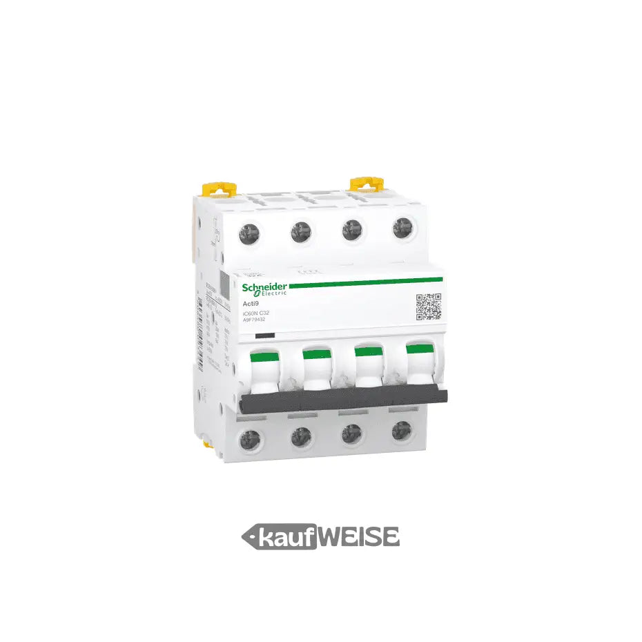 Schneider Acti 9 IC60N 4-poliger Leitungsschutzschalter 32A 6kA nach IEC 60947-2