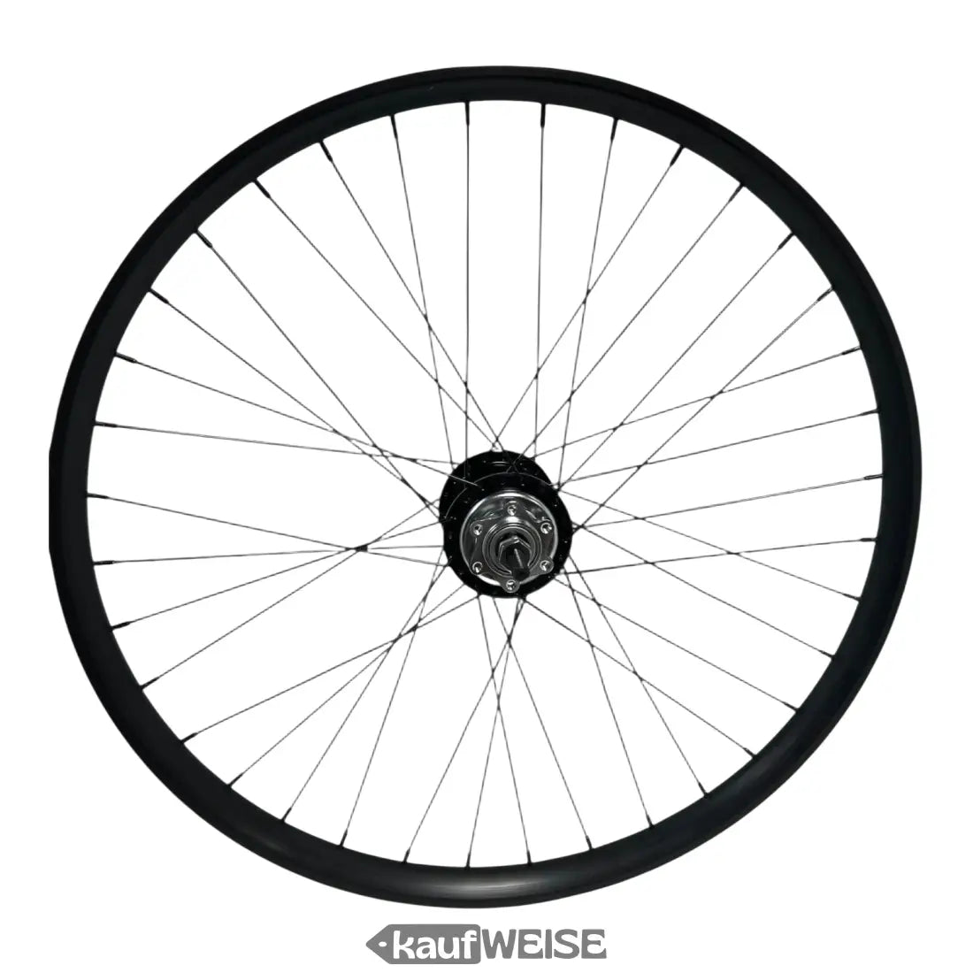 Schwarzes Fahrradrad mit silbernem Naben für Sturmey-Archer RS-RK3 3-Gang Shimano