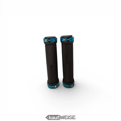 Urban armor rutschfeste schwarze fahrradgriffe mit blauen metallenden für stunt scooter bmx und mtb